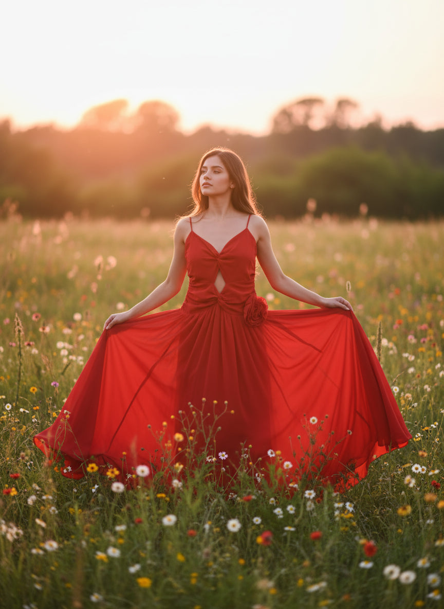 Runaway The Label - Danika Maxi Dress in Red