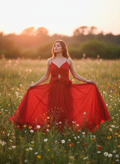 Runaway The Label - Danika Maxi Dress in Red