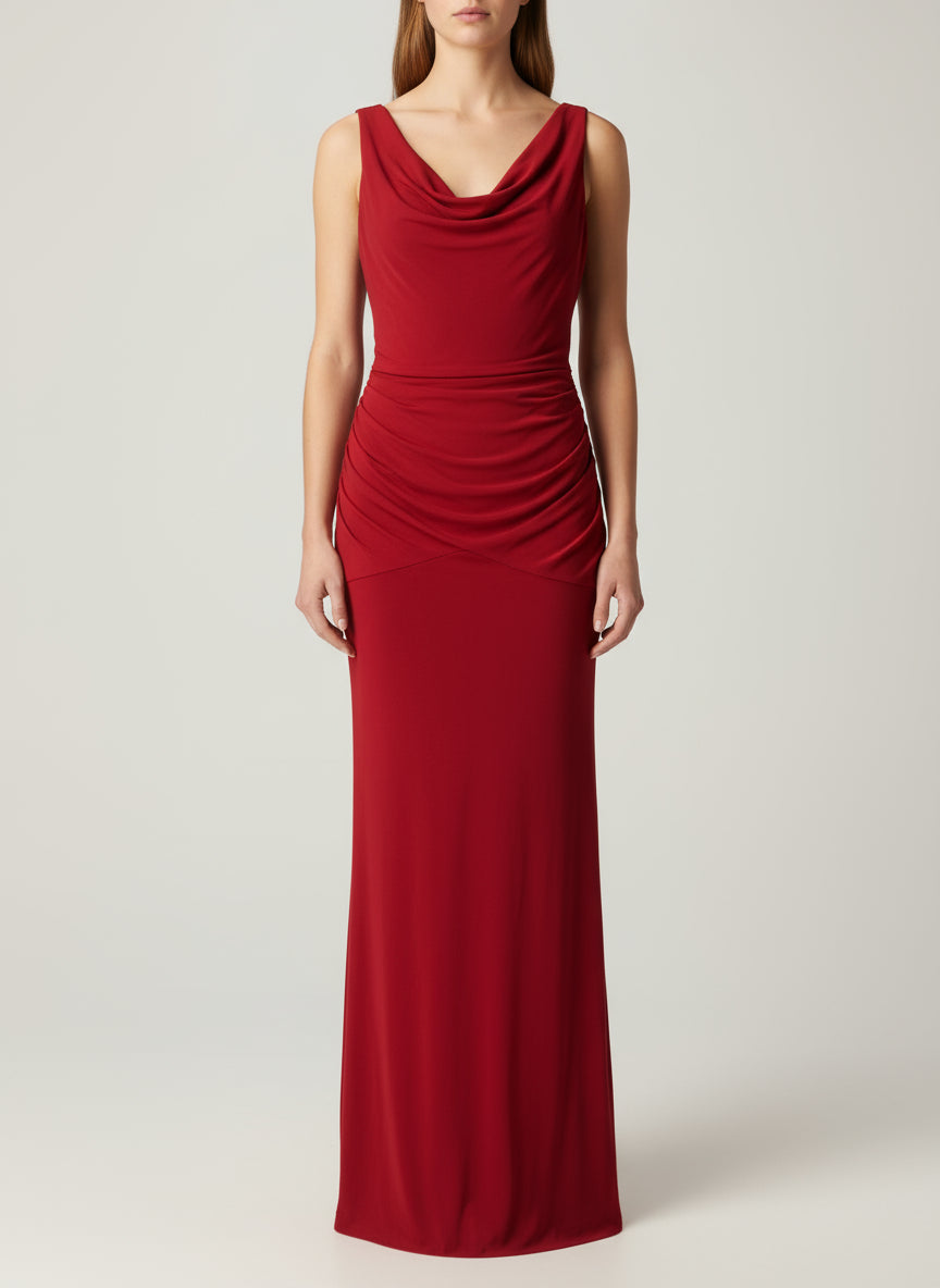 Red Nightway Long Gown Sleeveless Ruched Waist 10